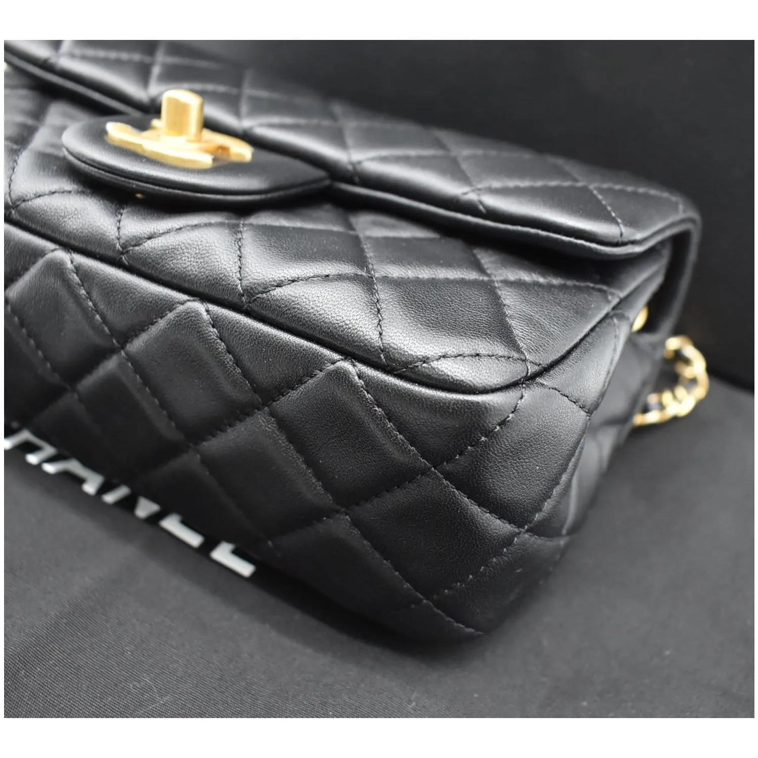 CHANEL Pearl Crush Mini Rectangular Flap Quilted Leather Crossbody Bag Black