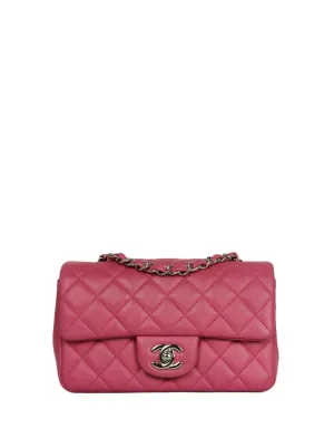 Chanel Pink Lambskin Leather Quilted Rectangular Mini Flap Bag