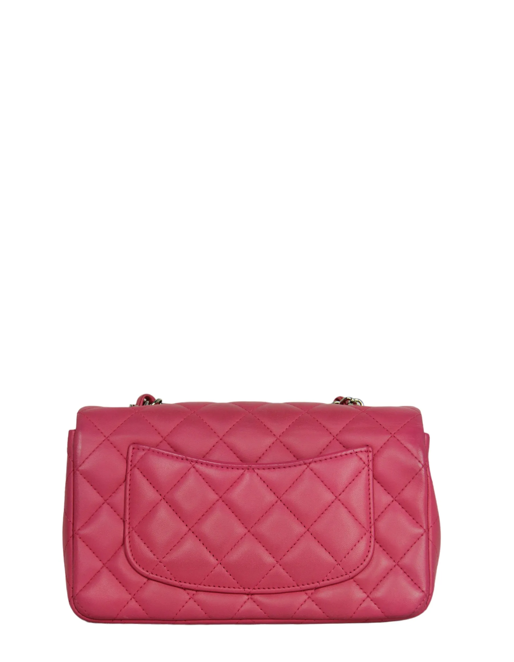 Chanel Pink Lambskin Leather Quilted Rectangular Mini Flap Bag