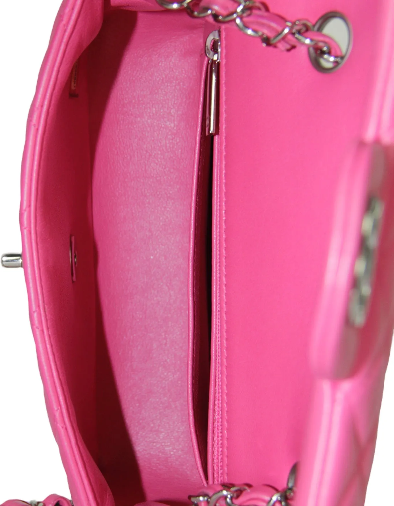 Chanel Pink Lambskin Leather Quilted Rectangular Mini Flap Bag