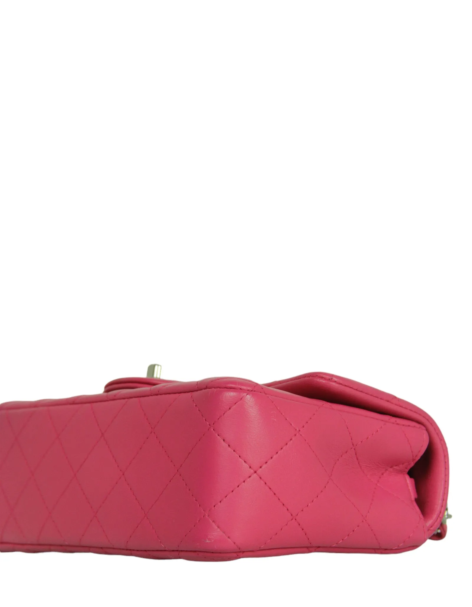Chanel Pink Lambskin Leather Quilted Rectangular Mini Flap Bag