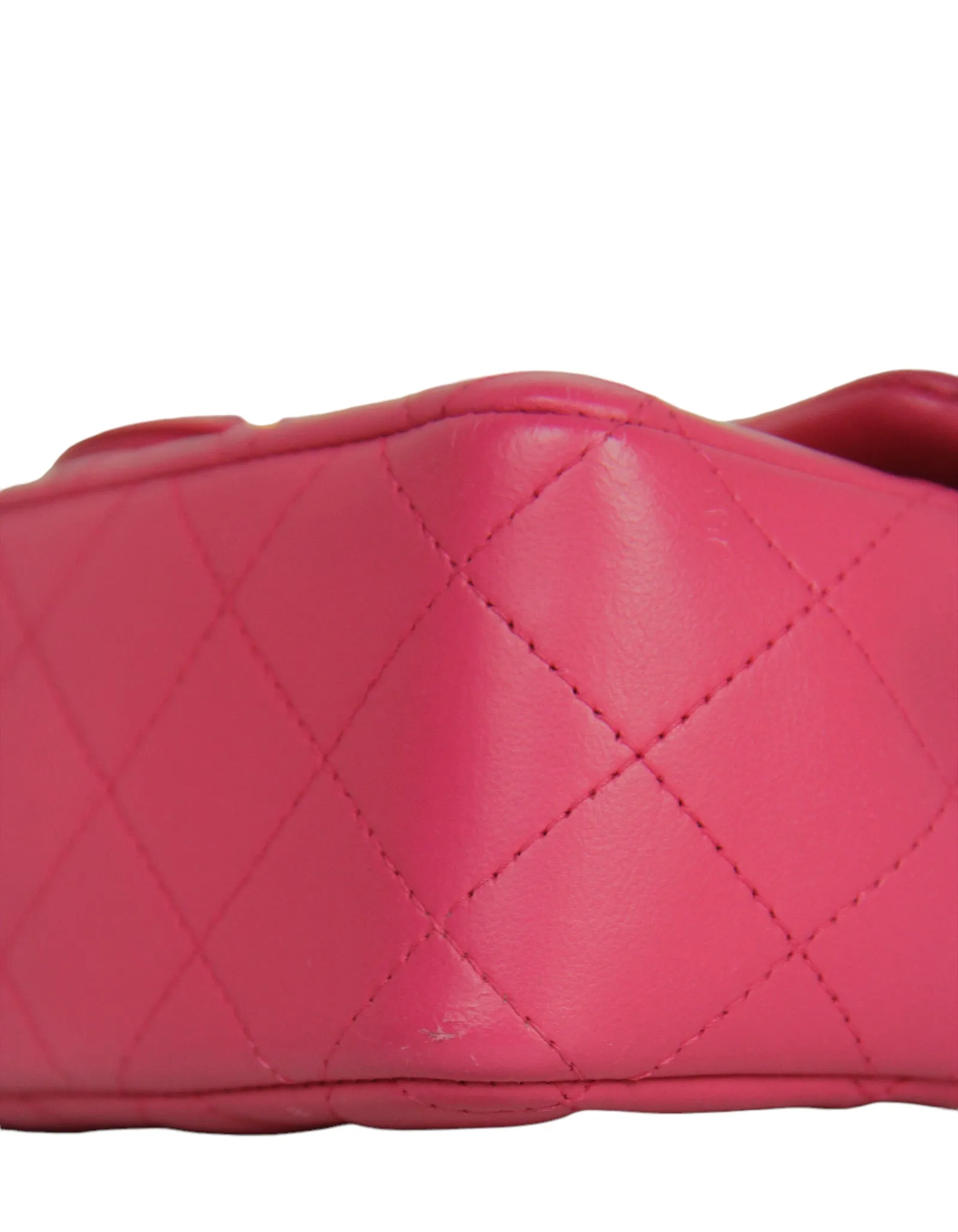 Chanel Pink Lambskin Leather Quilted Rectangular Mini Flap Bag