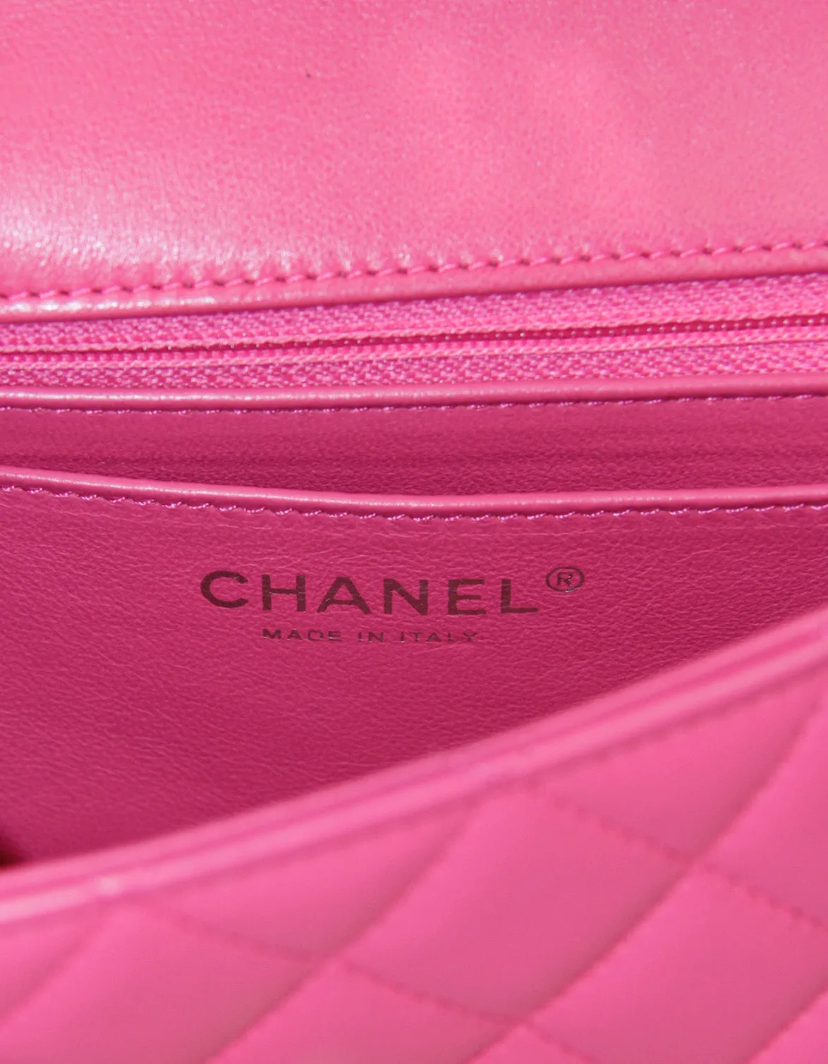 Chanel Pink Lambskin Leather Quilted Rectangular Mini Flap Bag