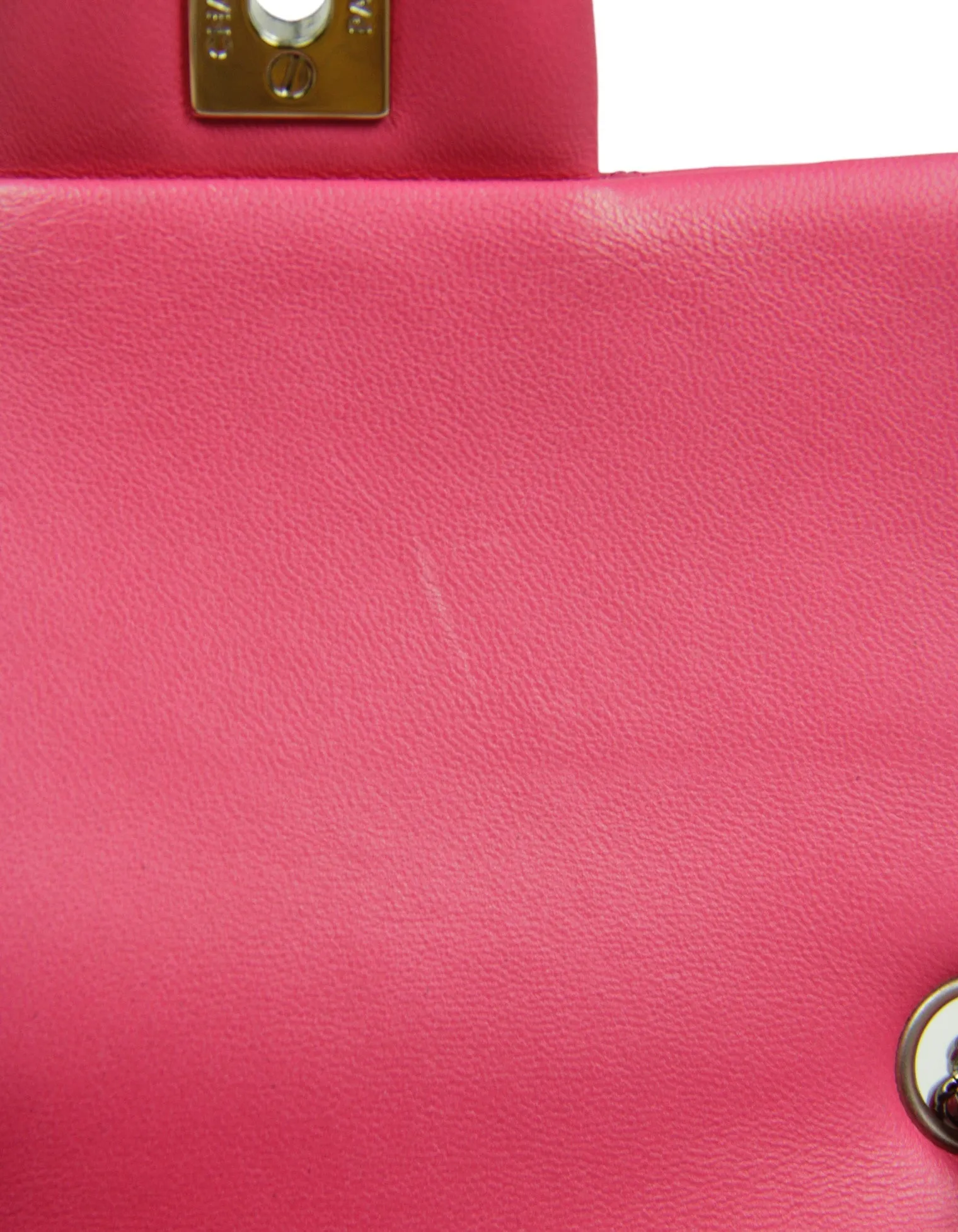 Chanel Pink Lambskin Leather Quilted Rectangular Mini Flap Bag