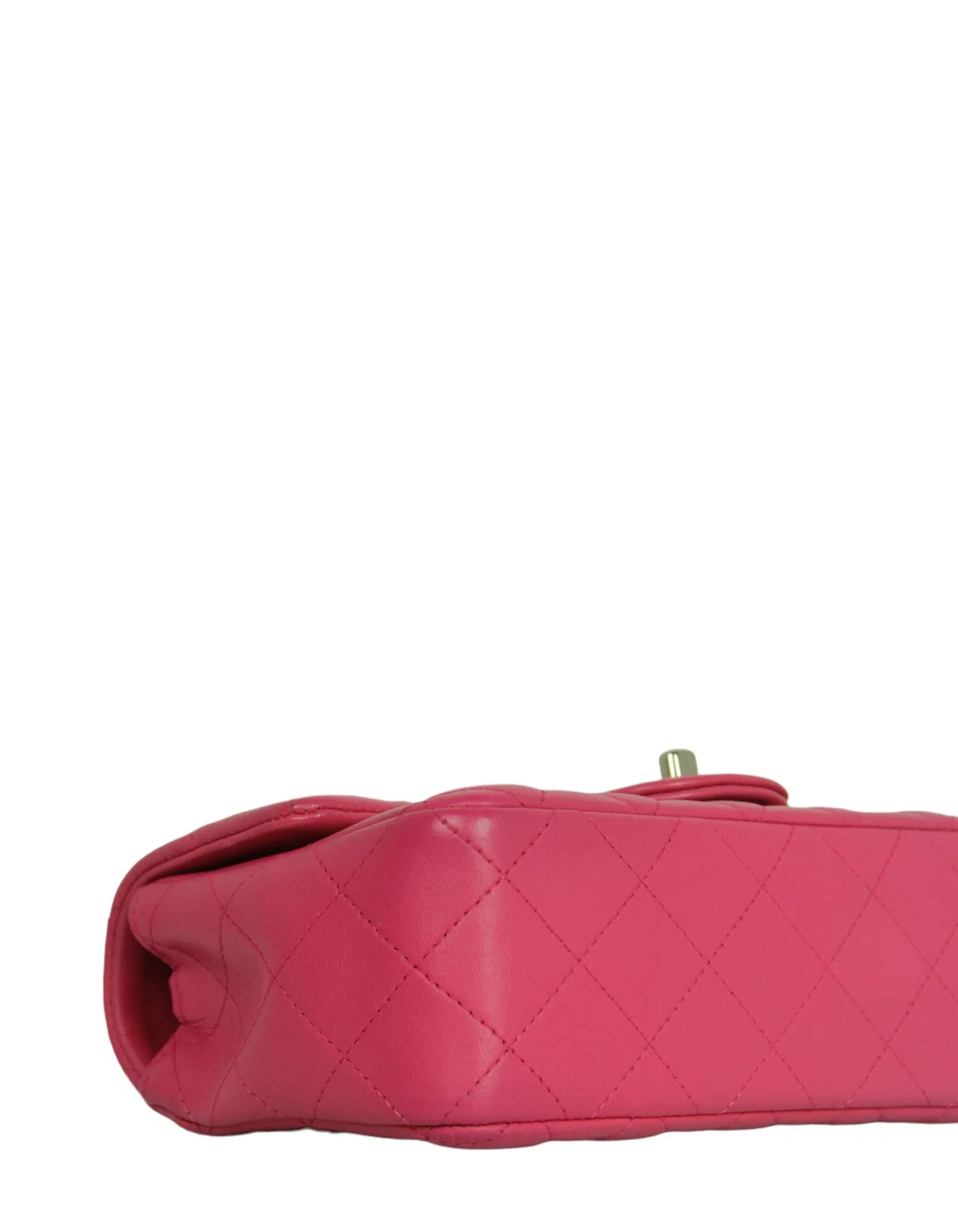 Chanel Pink Lambskin Leather Quilted Rectangular Mini Flap Bag