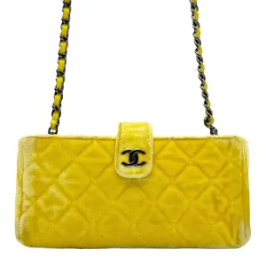 CHANEL Quilted Velvet CC Mini Phone Holder Clutch / Crossbody - Yellow