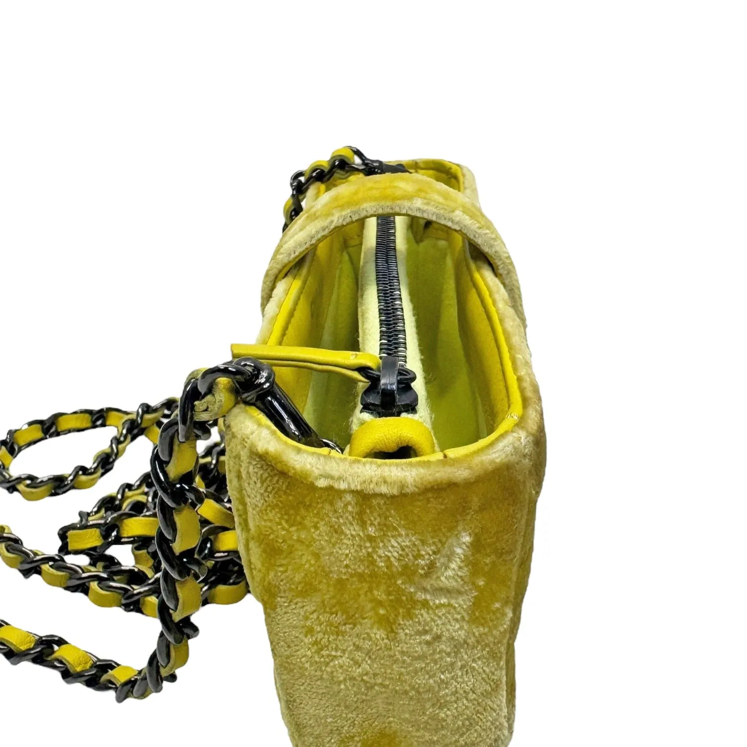 CHANEL Quilted Velvet CC Mini Phone Holder Clutch / Crossbody - Yellow
