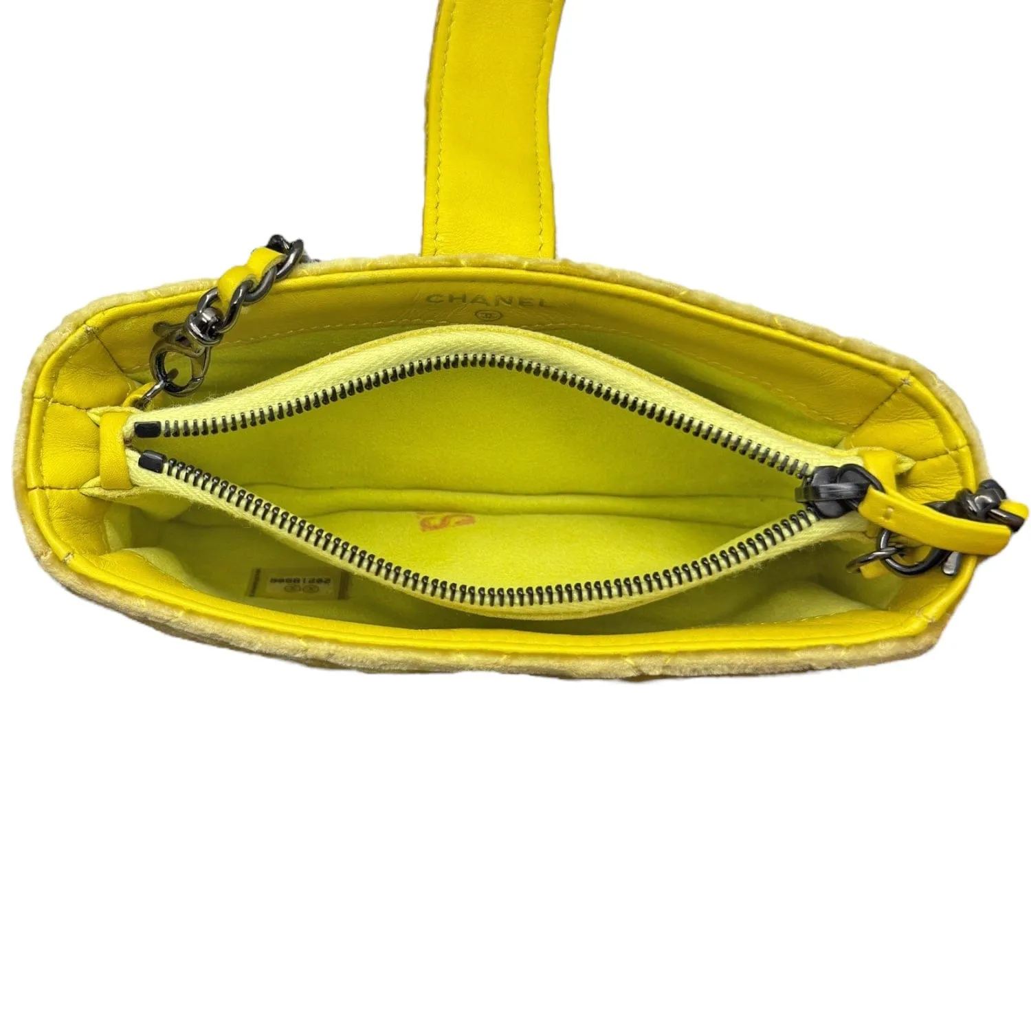 CHANEL Quilted Velvet CC Mini Phone Holder Clutch / Crossbody - Yellow