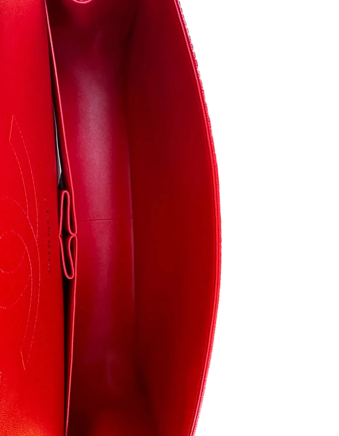 Chanel Red Caviar Leather Quilted Classic Double Flap Jumbo Bag