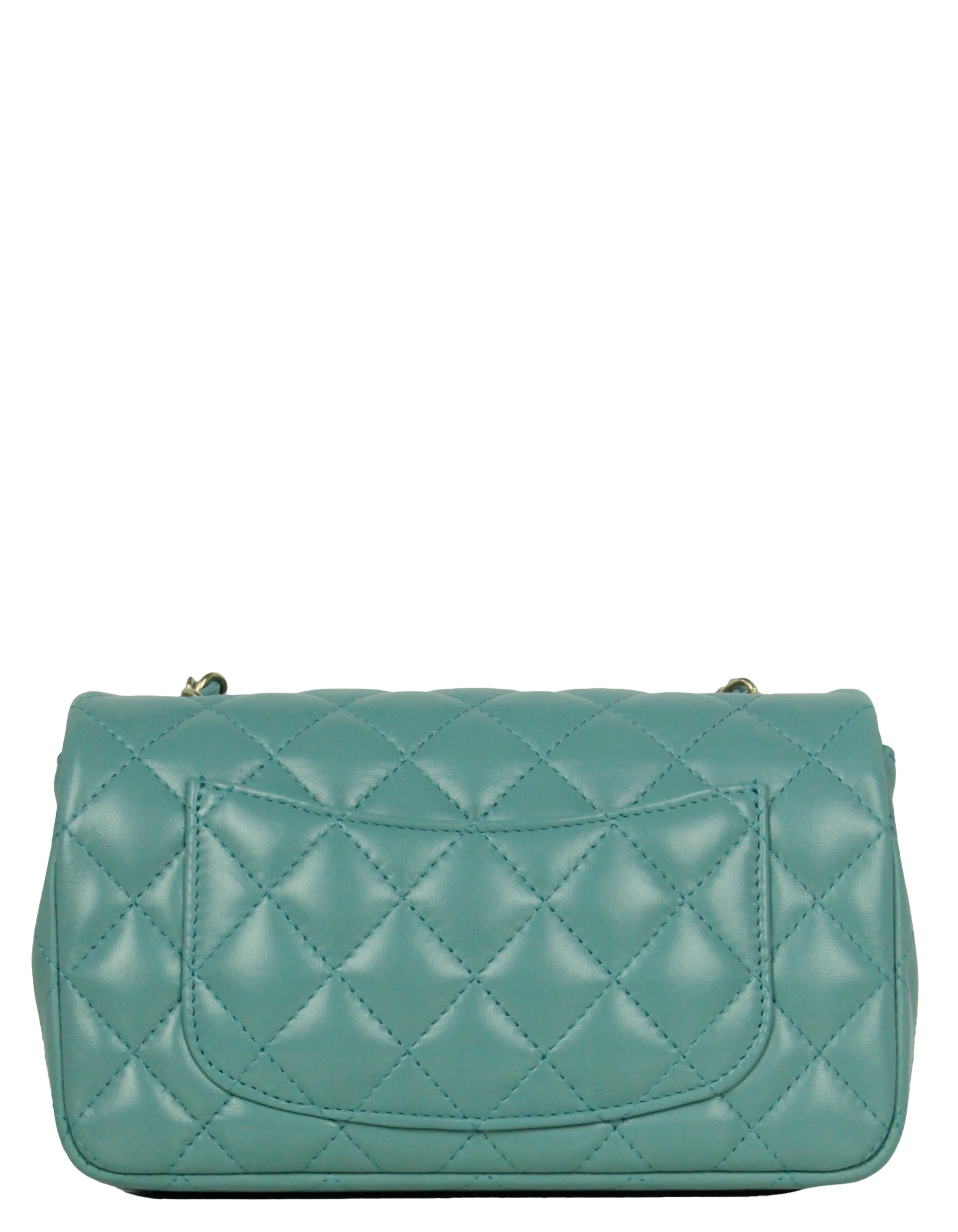 Chanel Seafoam Green Lambskin Quilted Rectangular Mini Flap Bag