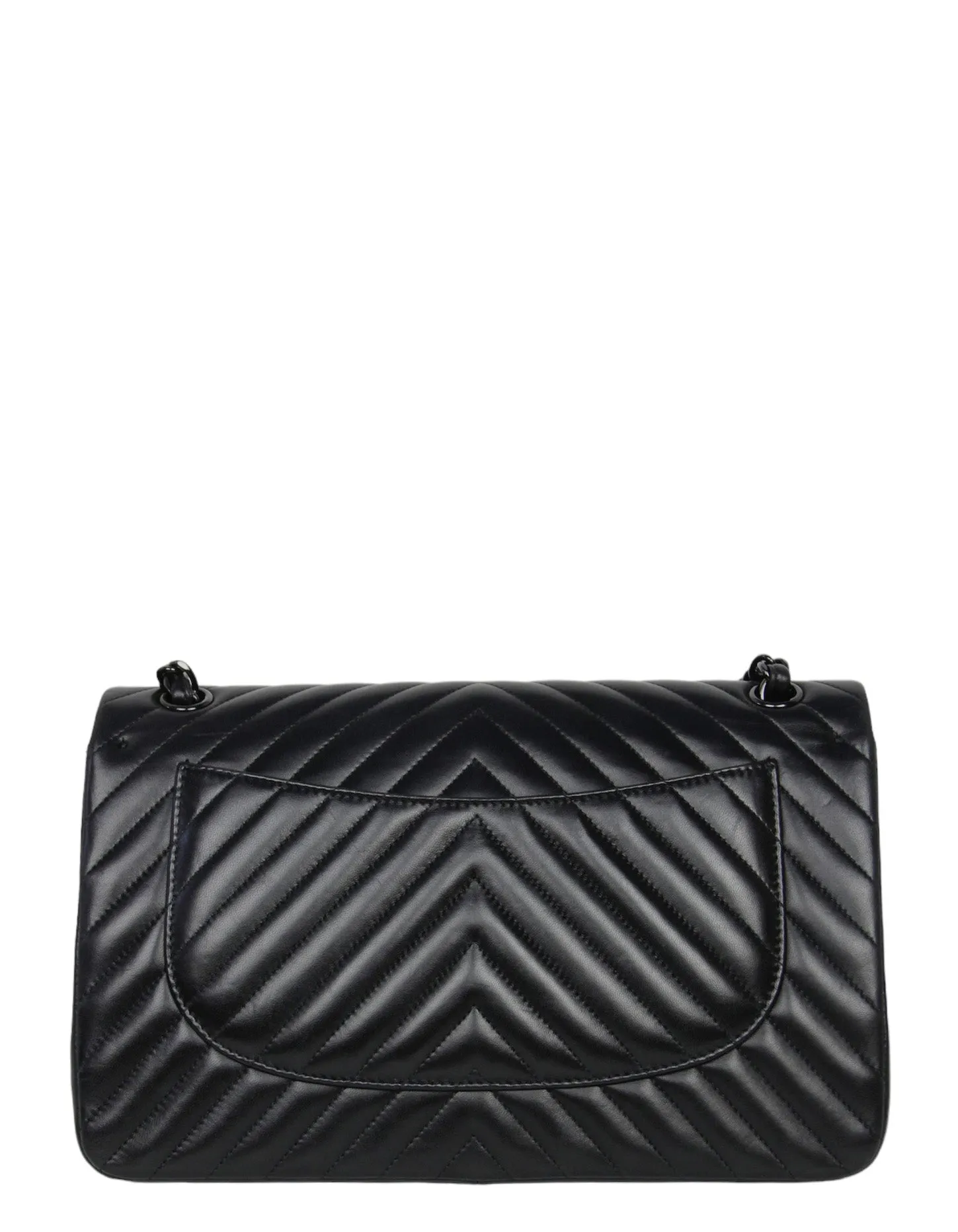 Chanel SO Black Lambskin Chevron Double Flap Jumbo