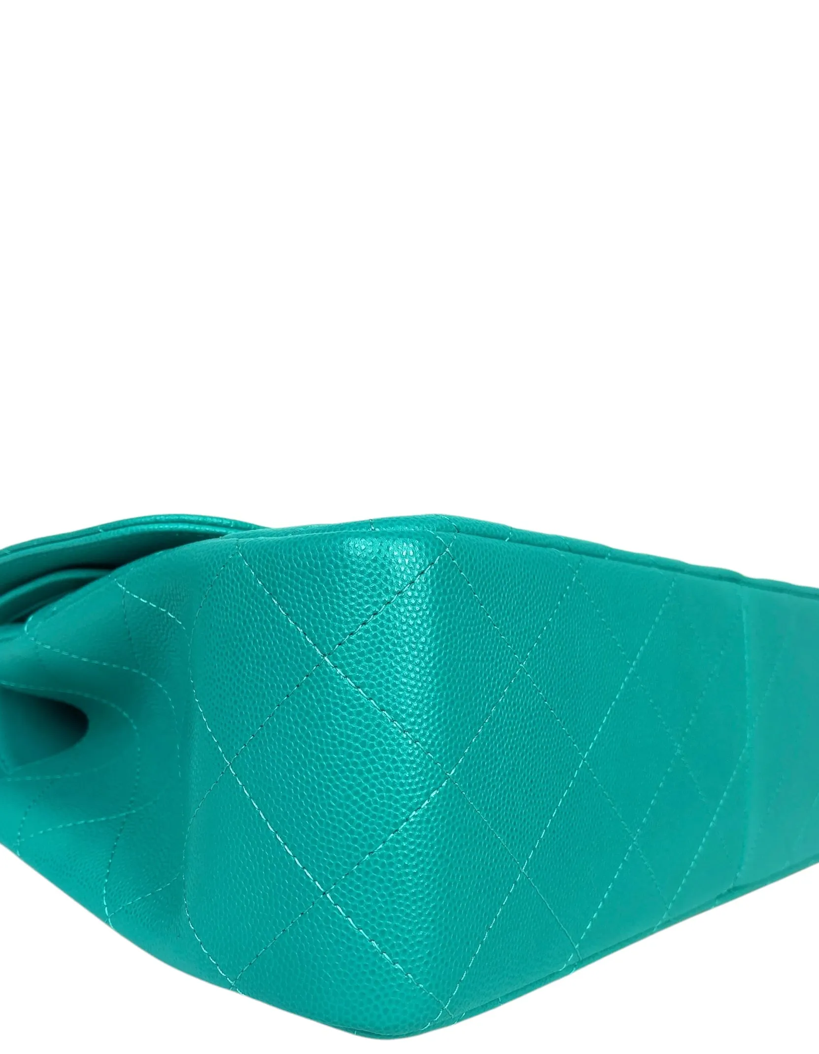 Chanel Turquoise Caviar Quilted Double Flap Jumbo