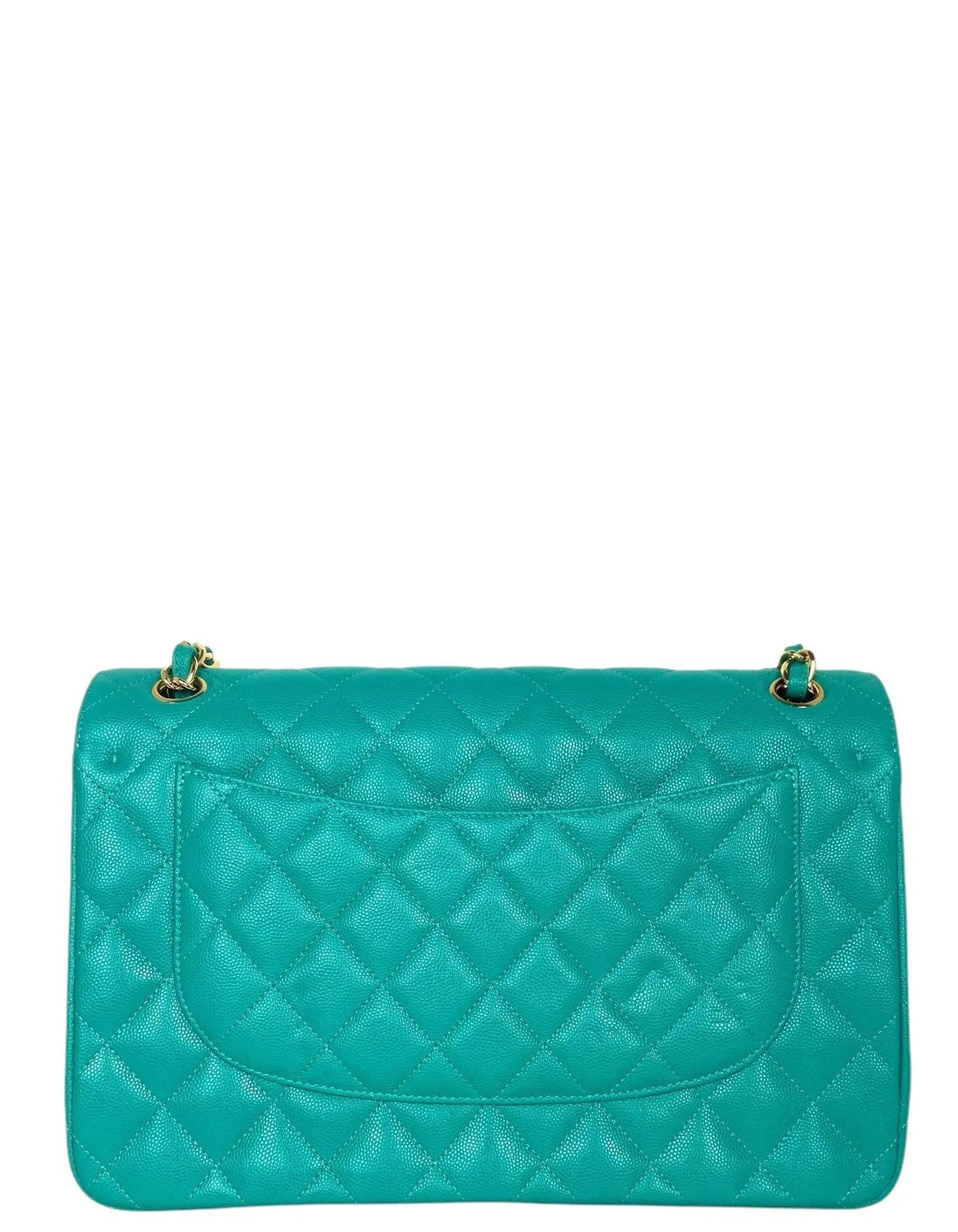 Chanel Turquoise Caviar Quilted Double Flap Jumbo