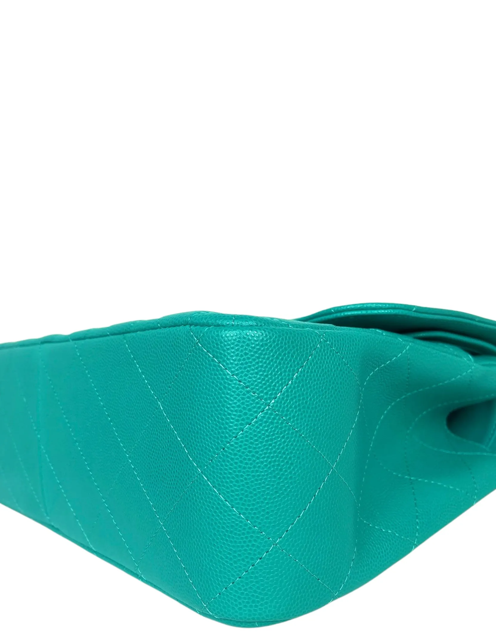 Chanel Turquoise Caviar Quilted Double Flap Jumbo