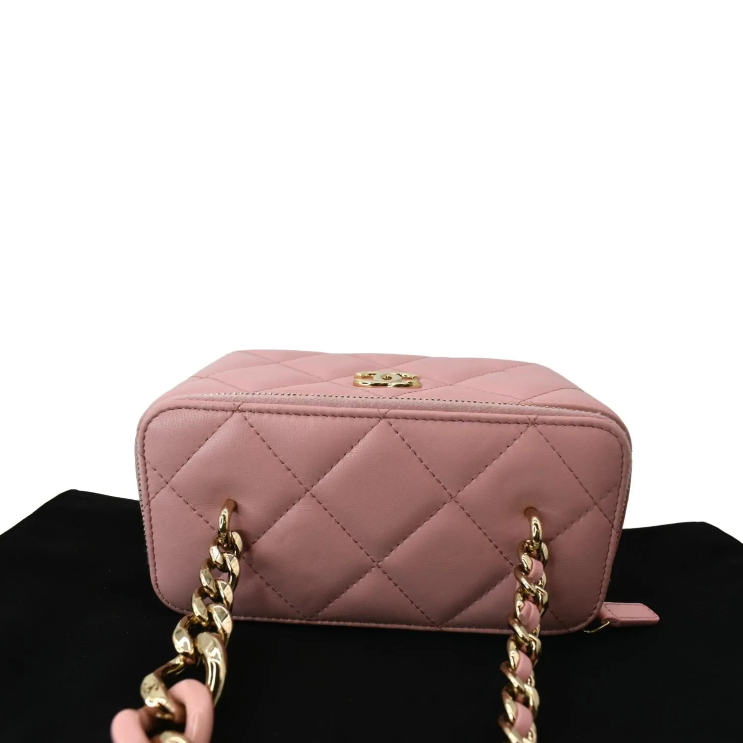 CHANEL Vanity Case Quilted Leather Shoulder Bag Pink