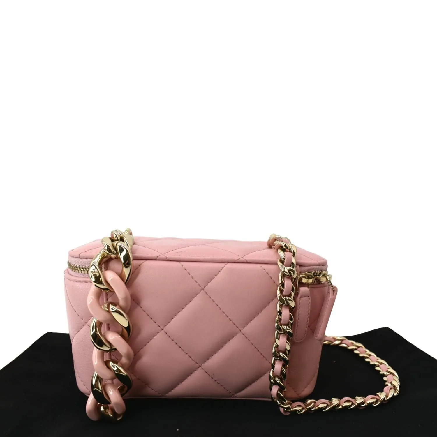 CHANEL Vanity Case Quilted Leather Shoulder Bag Pink