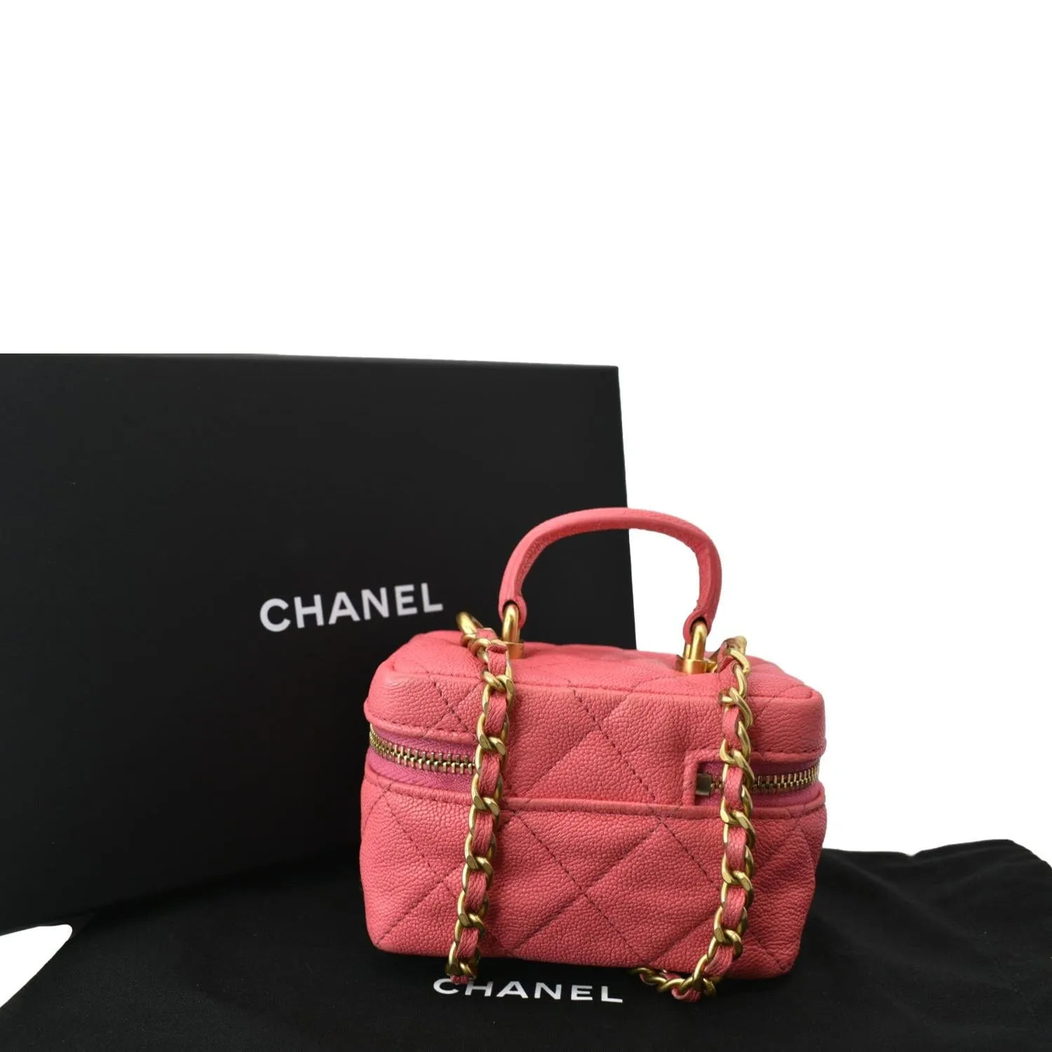 CHANEL Vanity Case Small Leather Crossbody Bag Pink