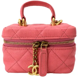 CHANEL Vanity Case Small Leather Crossbody Bag Pink