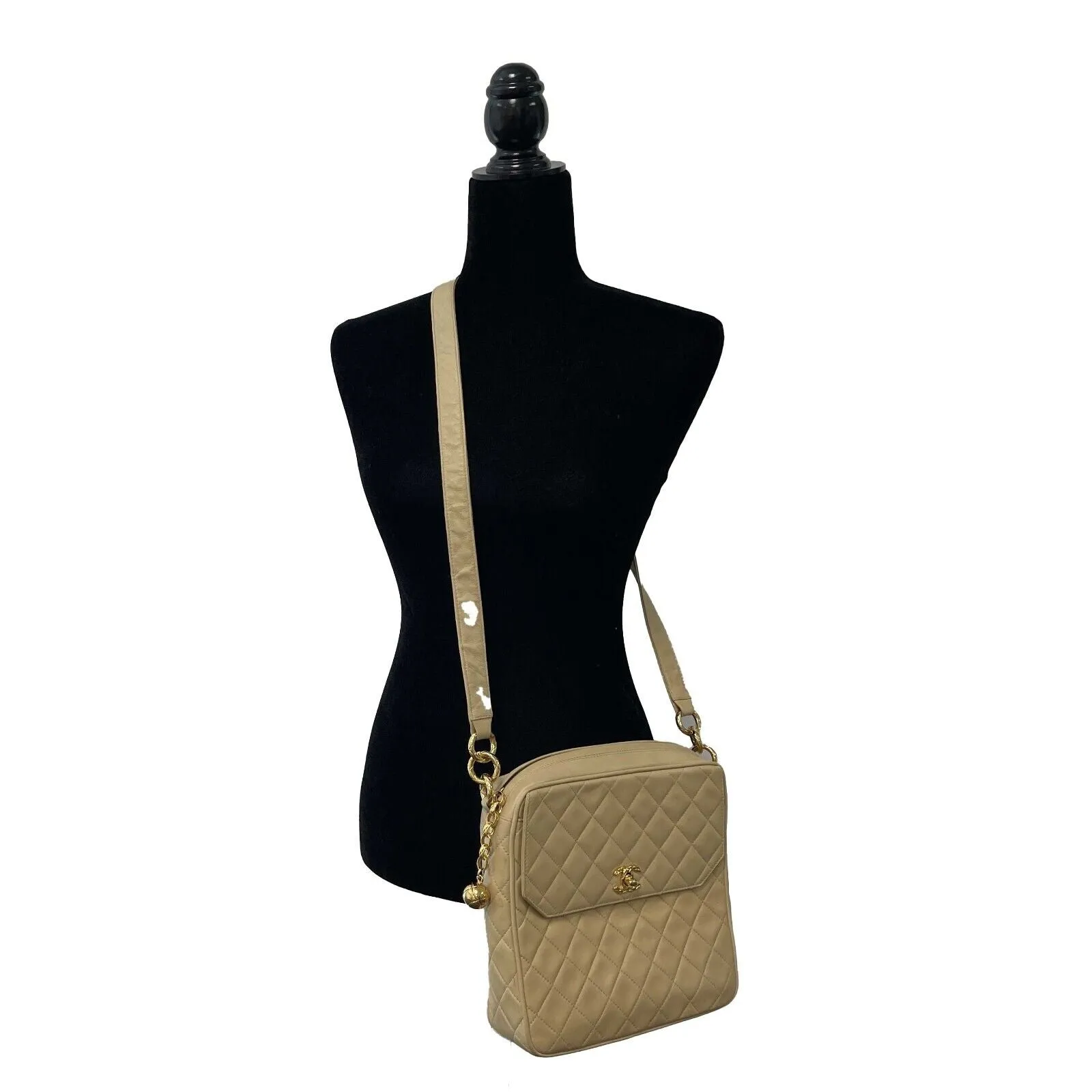 CHANEL Vintage 90s Square Front Pocket Camera CC Small Crossbody / Shoulder Bag
