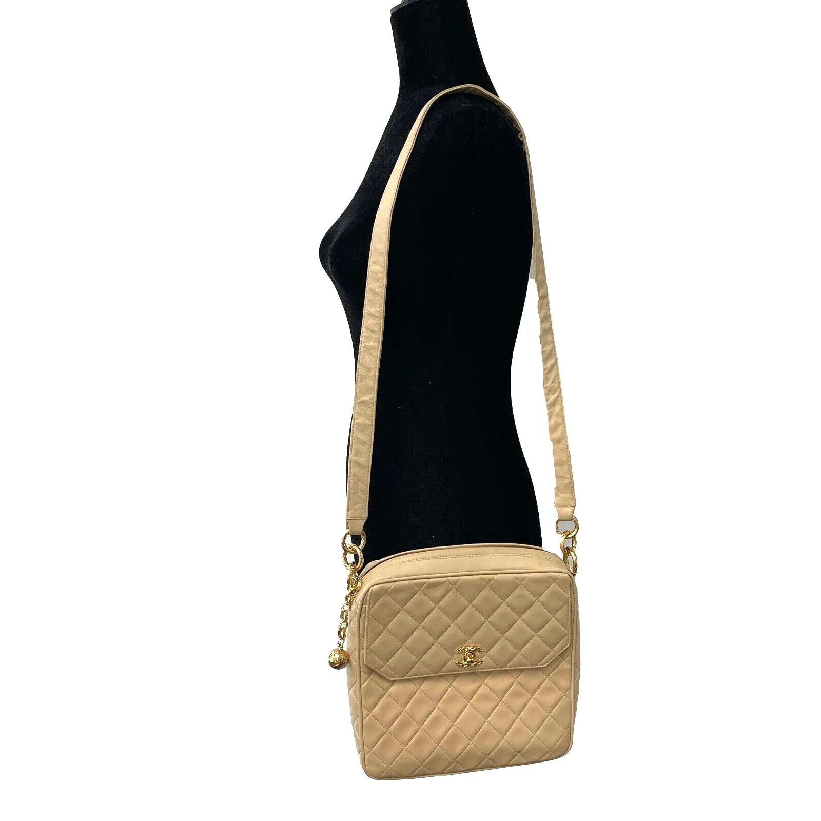 CHANEL Vintage 90s Square Front Pocket Camera CC Small Crossbody / Shoulder Bag