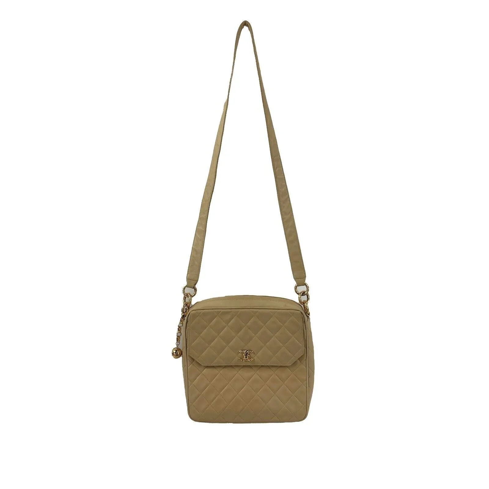 CHANEL Vintage 90s Square Front Pocket Camera CC Small Crossbody / Shoulder Bag