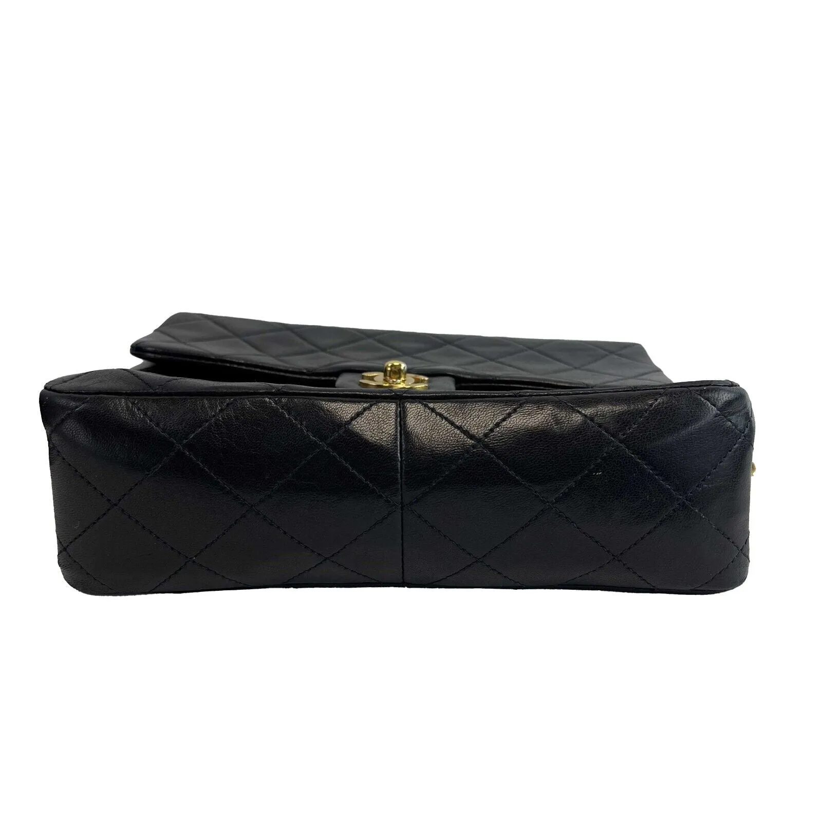 CHANEL - Vintage CC Mini Matrasse Chain Black Lambskin Leather Crossbody