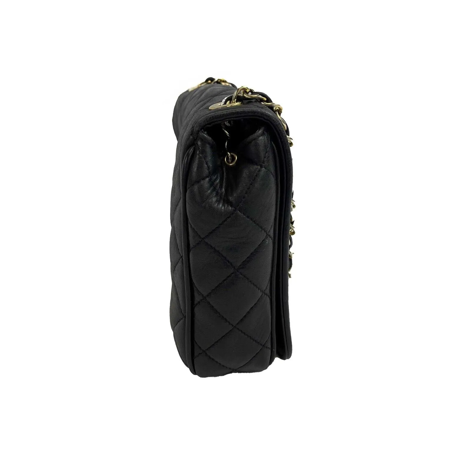 Chanel - Vintage Chanel Quilted Smal Black Leather Flap Crossbody