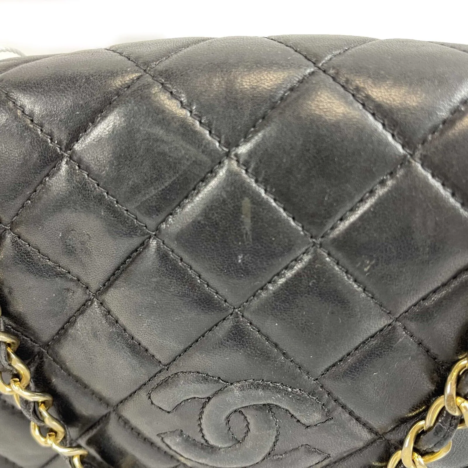 Chanel - Vintage Chanel Quilted Smal Black Leather Flap Crossbody