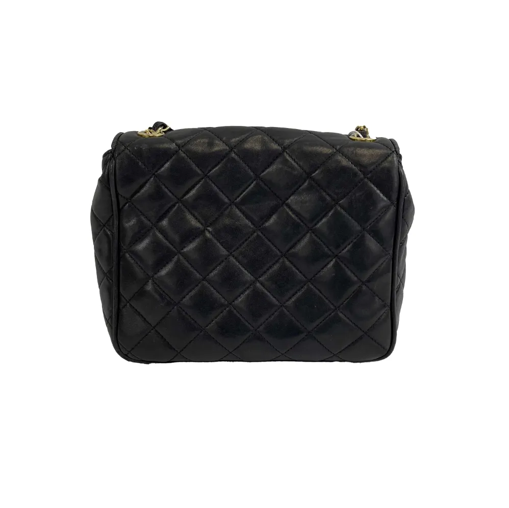Chanel - Vintage Chanel Quilted Smal Black Leather Flap Crossbody