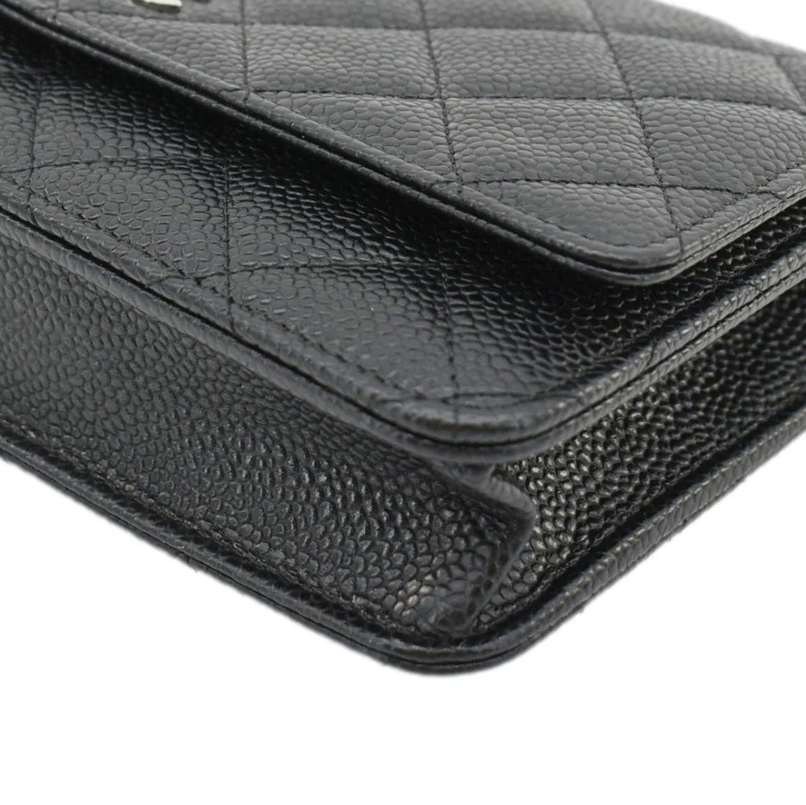 CHANEL Wallet On Chain Quilted Caviar Leather Crossbody Bag Black