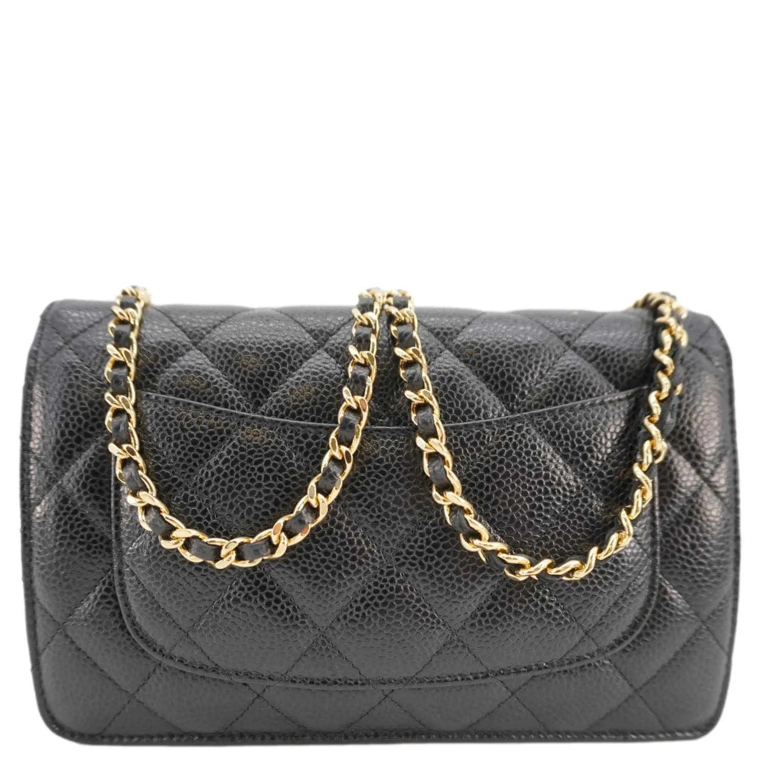 CHANEL Wallet On Chain Quilted Caviar Leather Crossbody Bag Black