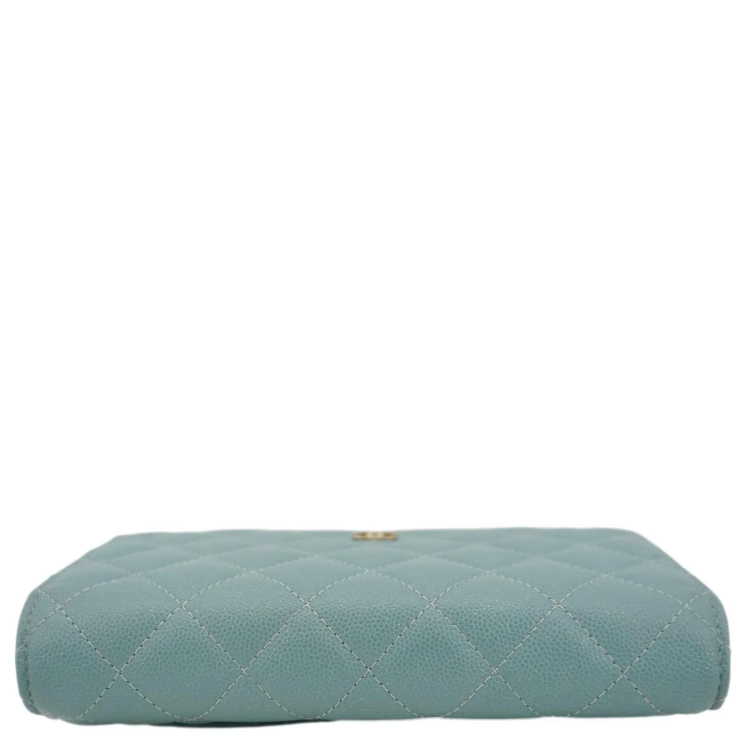 CHANEL Wallet On Chain Quilted Caviar Leather Crossbody Bag Sea Green