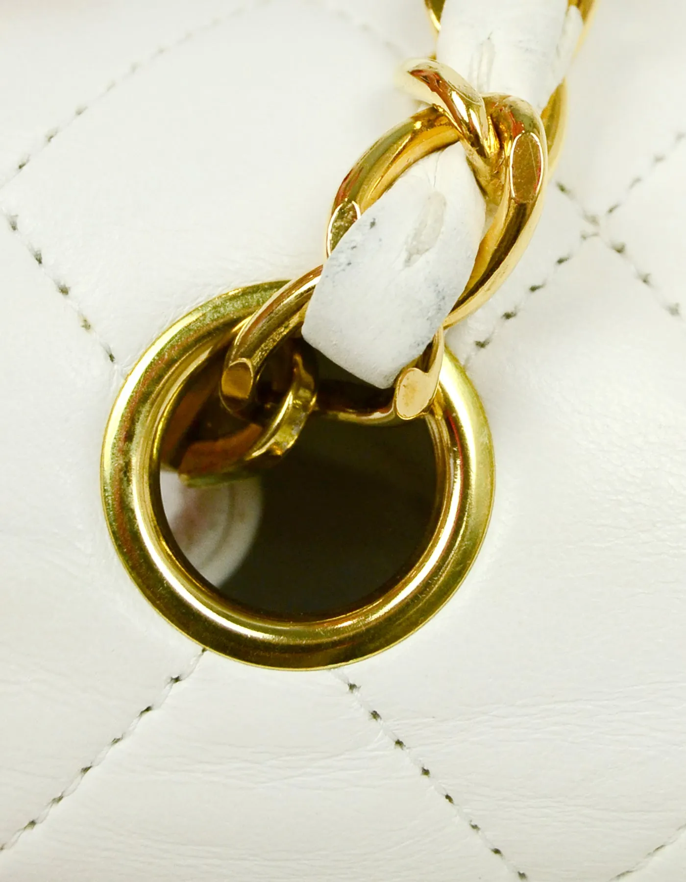 Chanel White Lambskin Leather Quilted Square Mini Flap Classic Bag