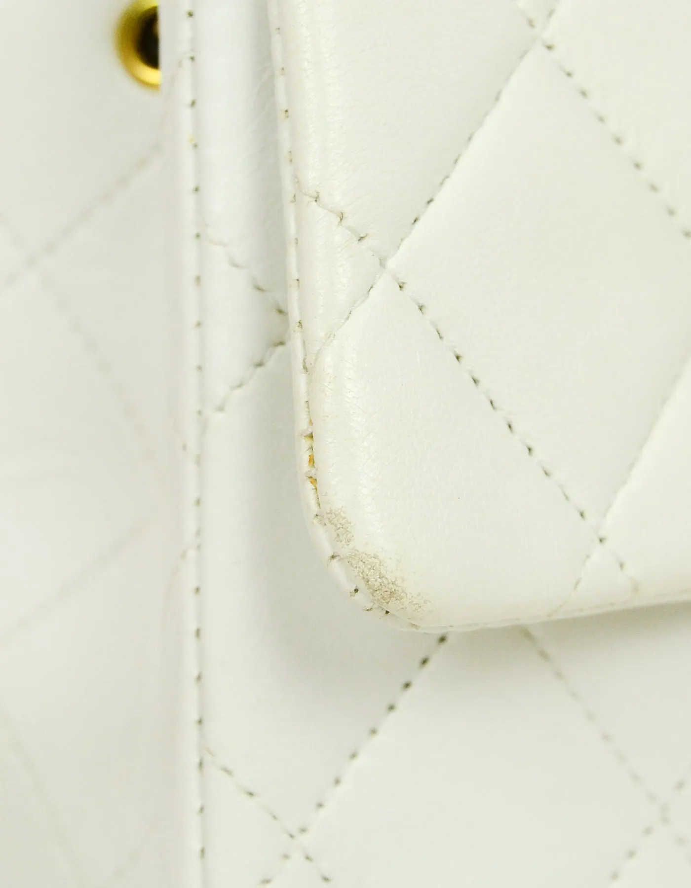 Chanel White Lambskin Leather Quilted Square Mini Flap Classic Bag