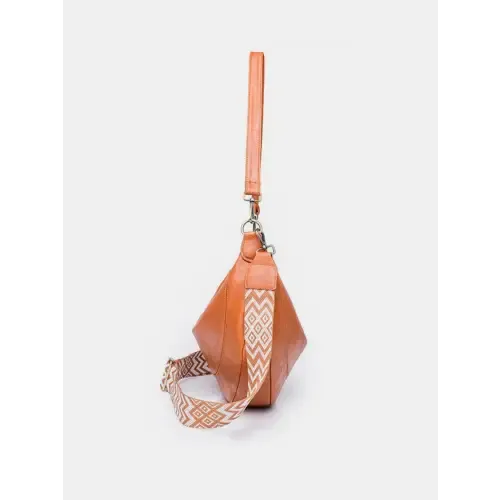 Chic Brown Crescent Strap Crossbody Bag with Removable Leather Strap