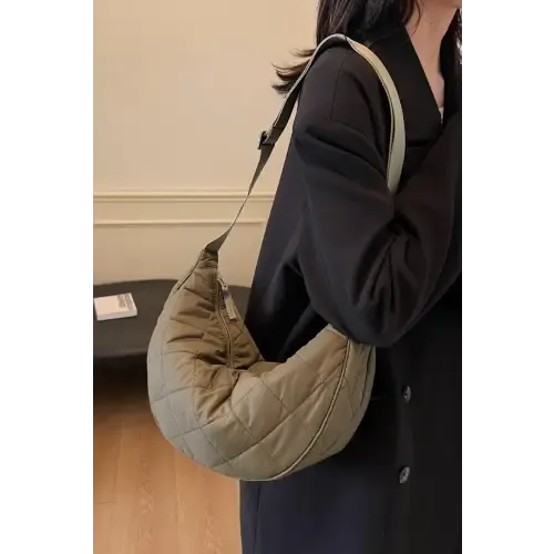 Chic Brown Plaid Quilted Adjustable Strap Crossbody Bag