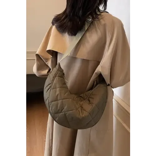 Chic Brown Plaid Quilted Adjustable Strap Crossbody Bag