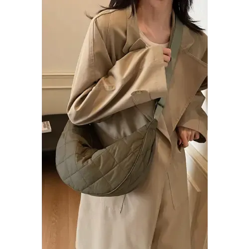 Chic Brown Plaid Quilted Adjustable Strap Crossbody Bag