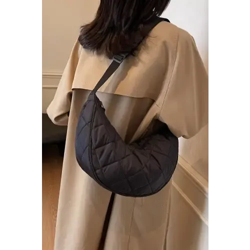 Chic Brown Plaid Quilted Adjustable Strap Crossbody Bag