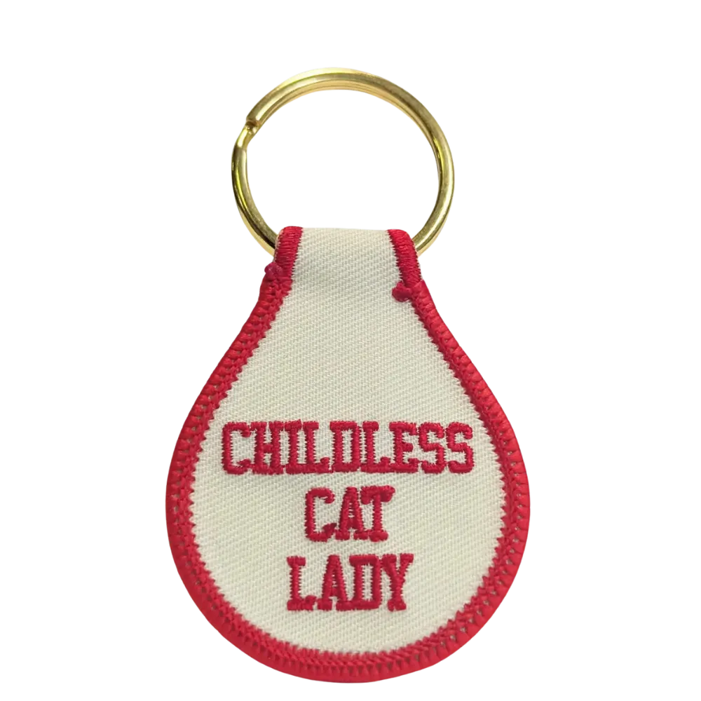 Childless Cat Lady Embroidered Key Tag