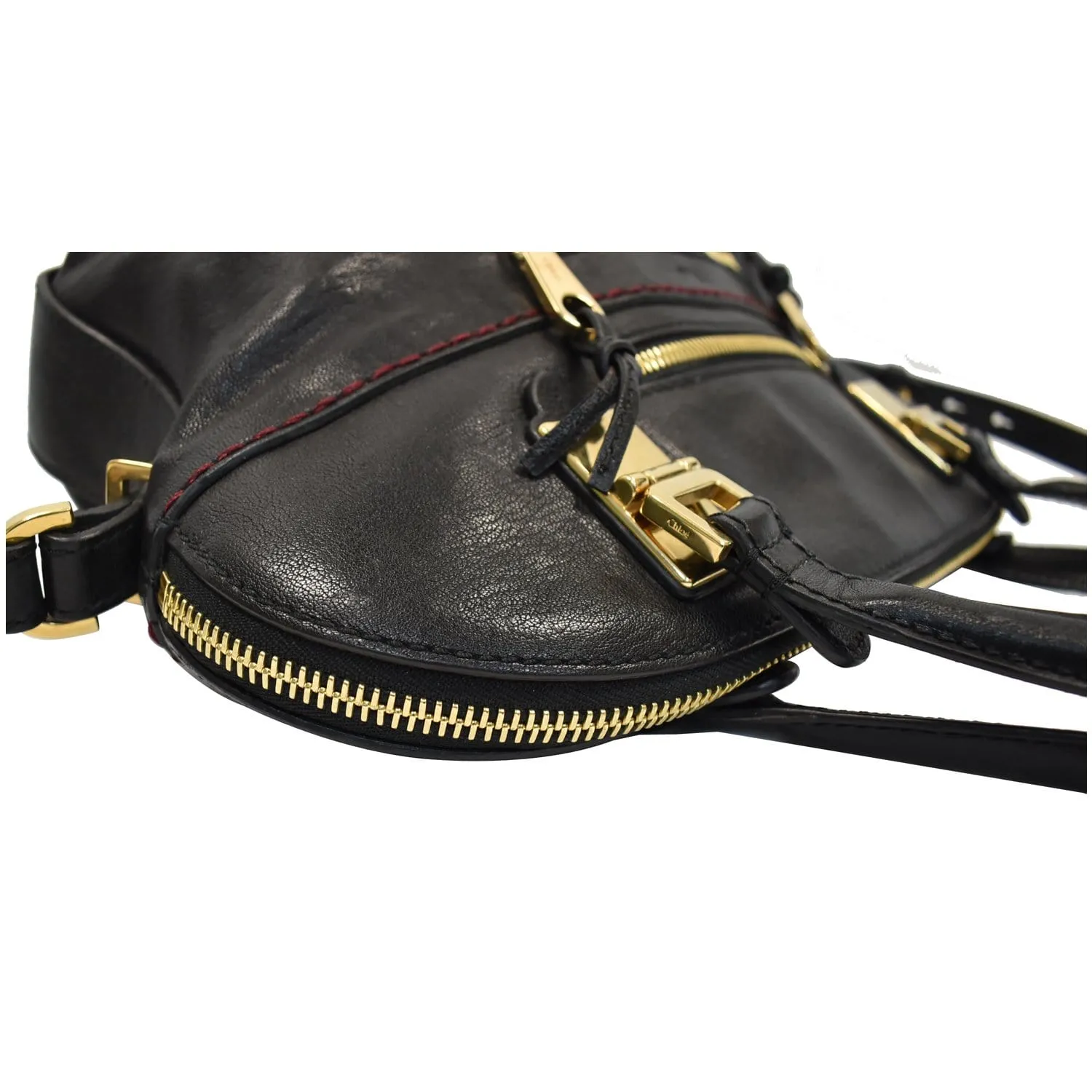 CHLOE Angie Large Leather Tote Shoulder Bag Black