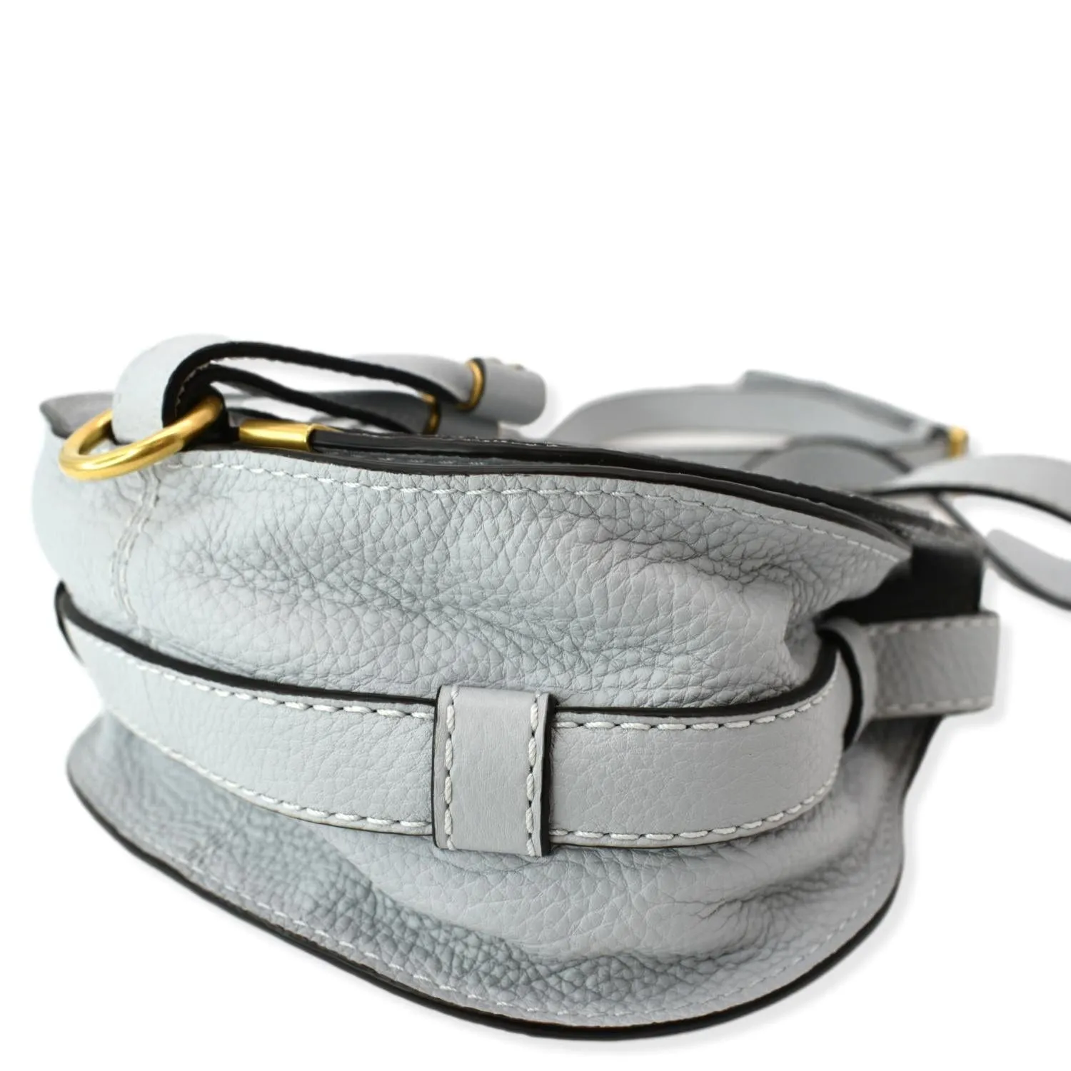 Chloe Marcie Mini Round Calfskin Leather Crossbody Bag Cashmere Grey
