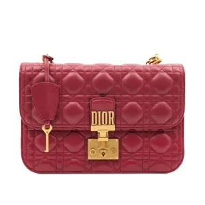 Christian Dior Lambskin Cannage Small DiorAddict Burgundy Flap Bag