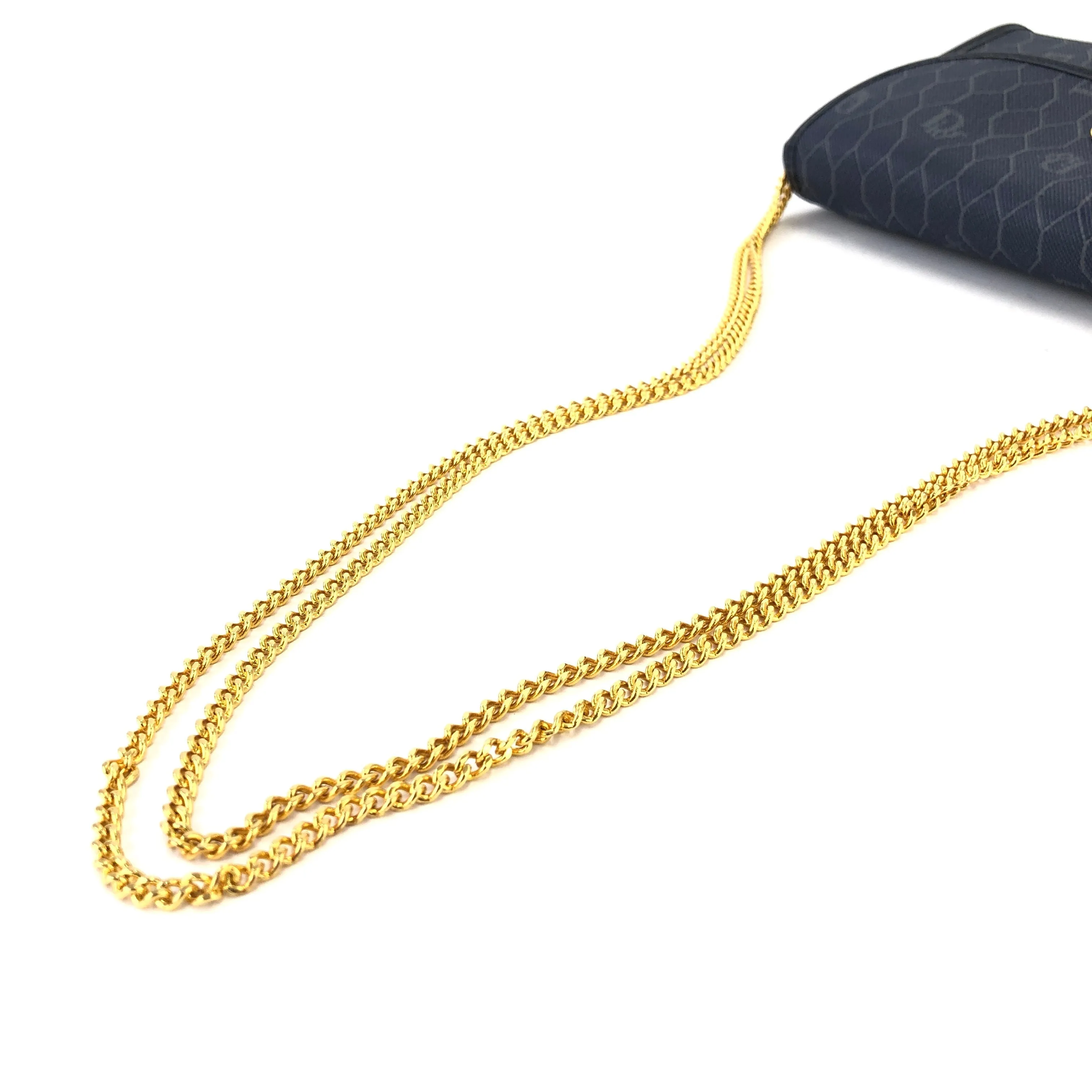 Christian Dior Logo Honeycomb Pattern Chain Crossbody Shoulderbag Navy Vintage Old pza5rt