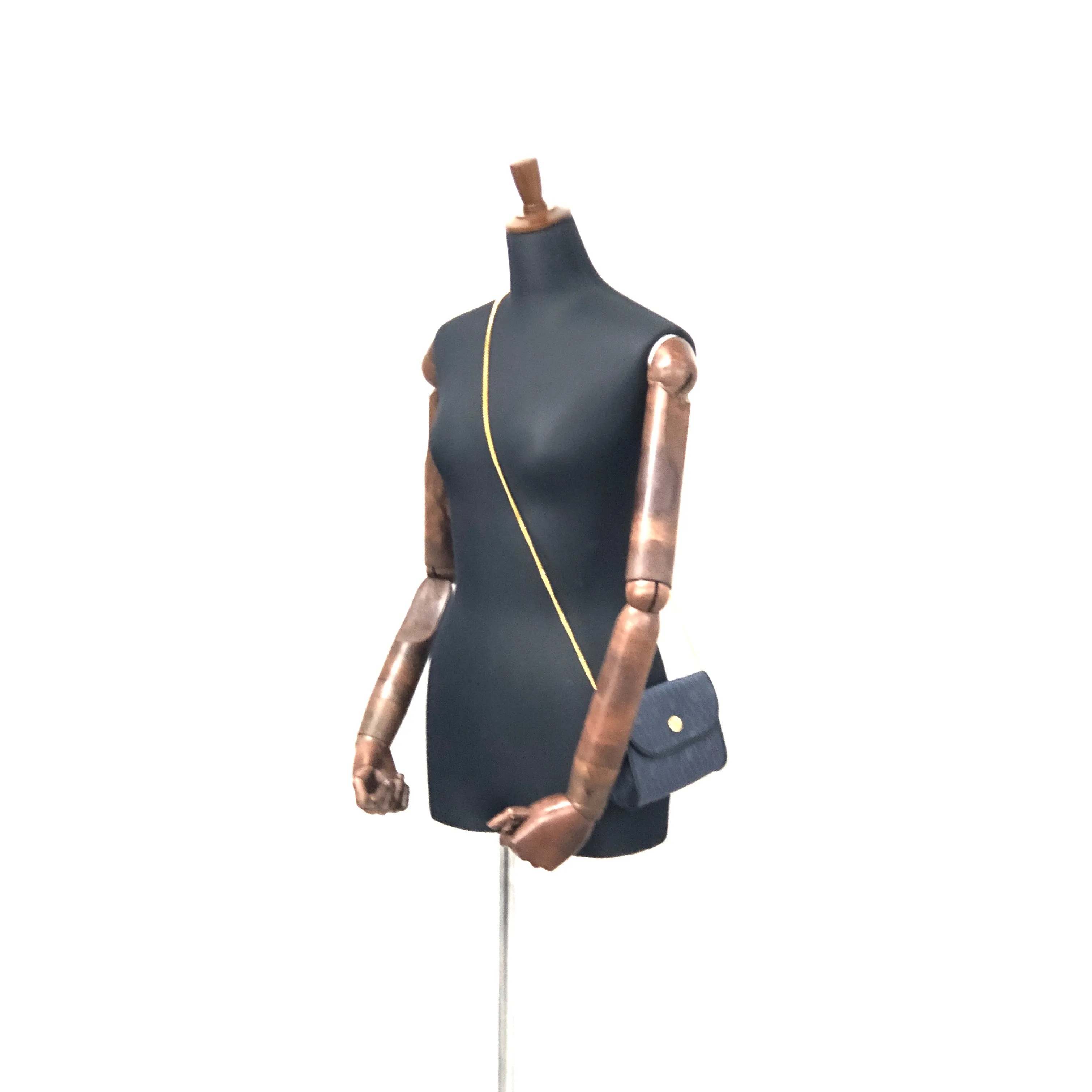 Christian Dior Logo Honeycomb Pattern Chain Crossbody Shoulderbag Navy Vintage Old pza5rt