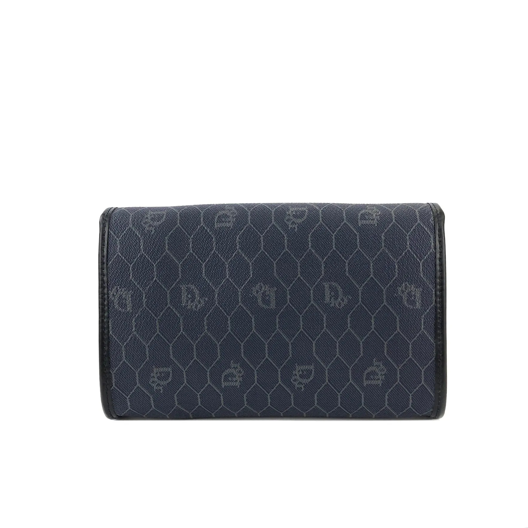 Christian Dior Logo Honeycomb Pattern Chain Crossbody Shoulderbag Navy Vintage Old pza5rt