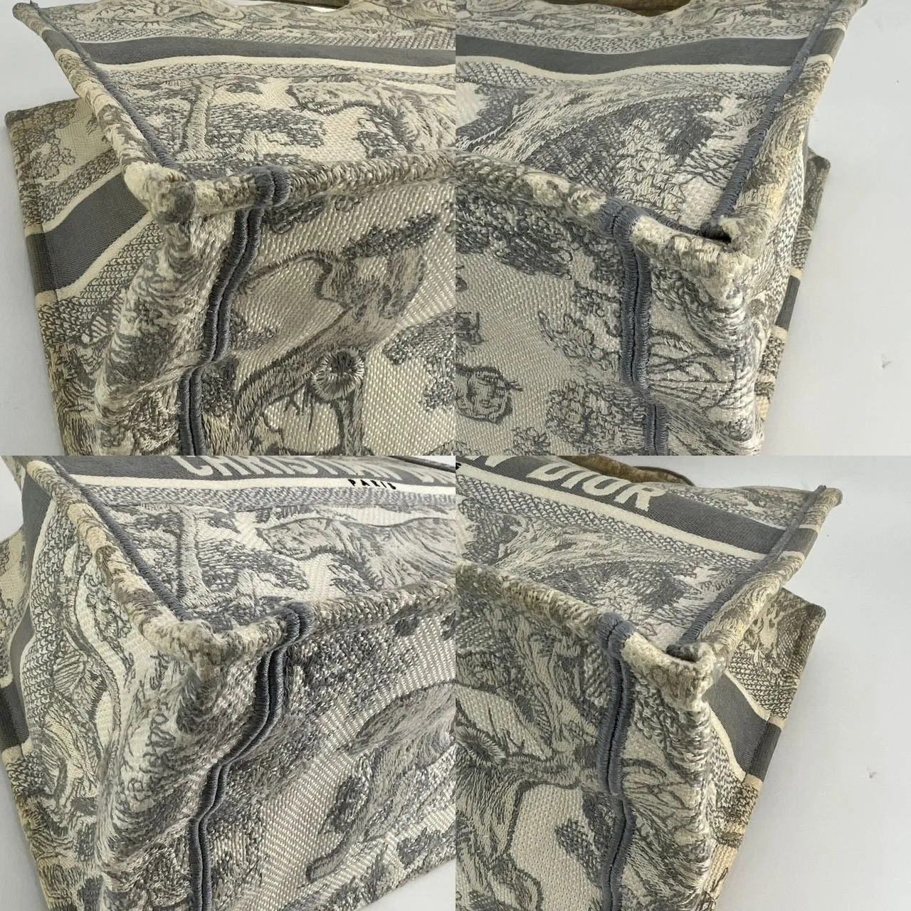 CHRISTIAN DIOR Medium Dior Book Gray Embroidery Tote
