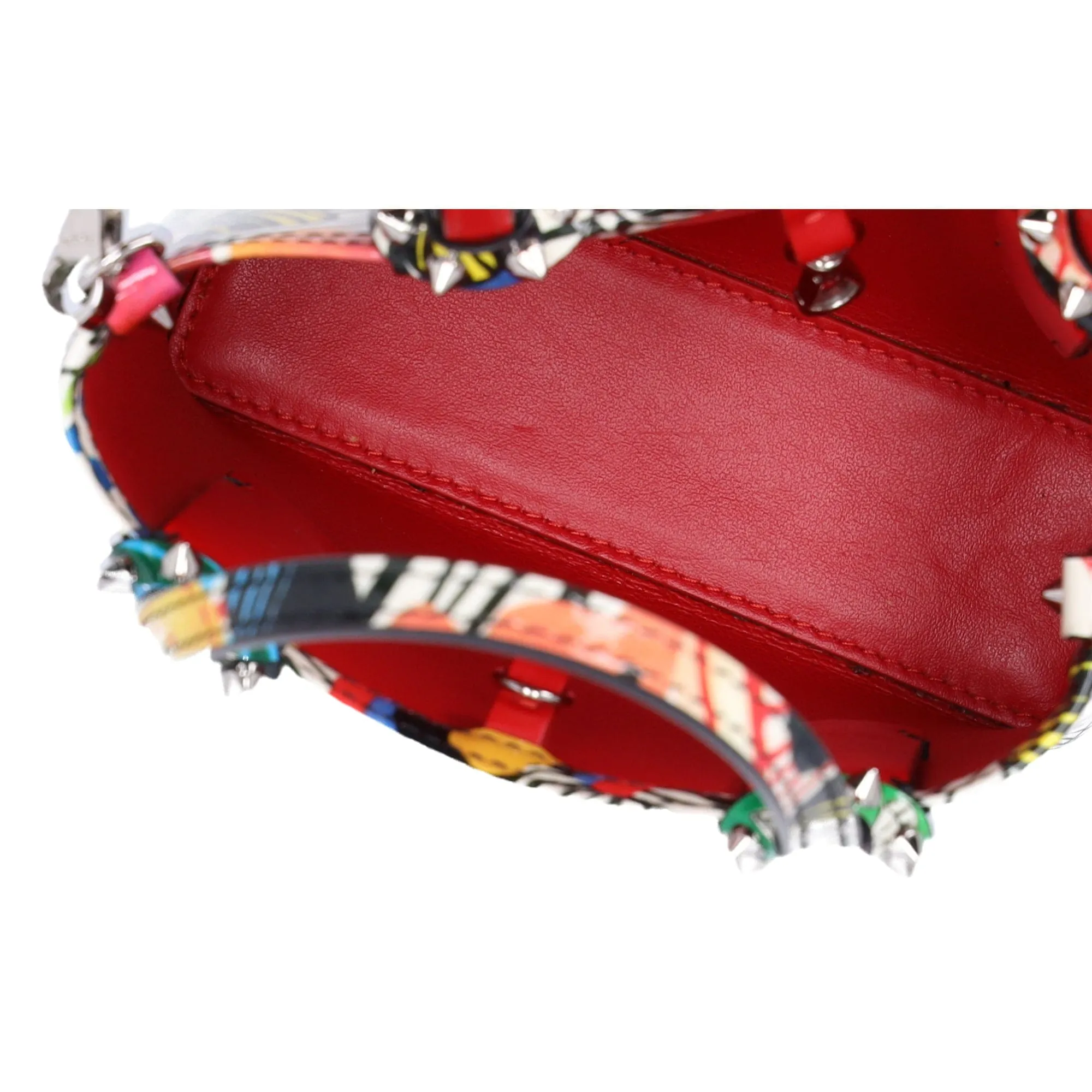 Christian Louboutin Cabata N/S Mini Tote Bag White Red Multi Patent Leather