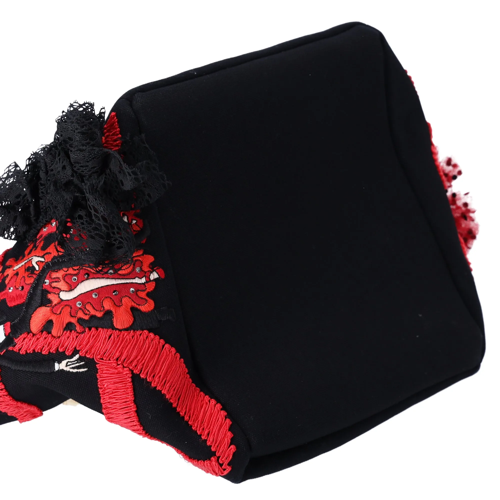 Christian Louboutin Flamencaba Small Tote in Embroidered Toile Black