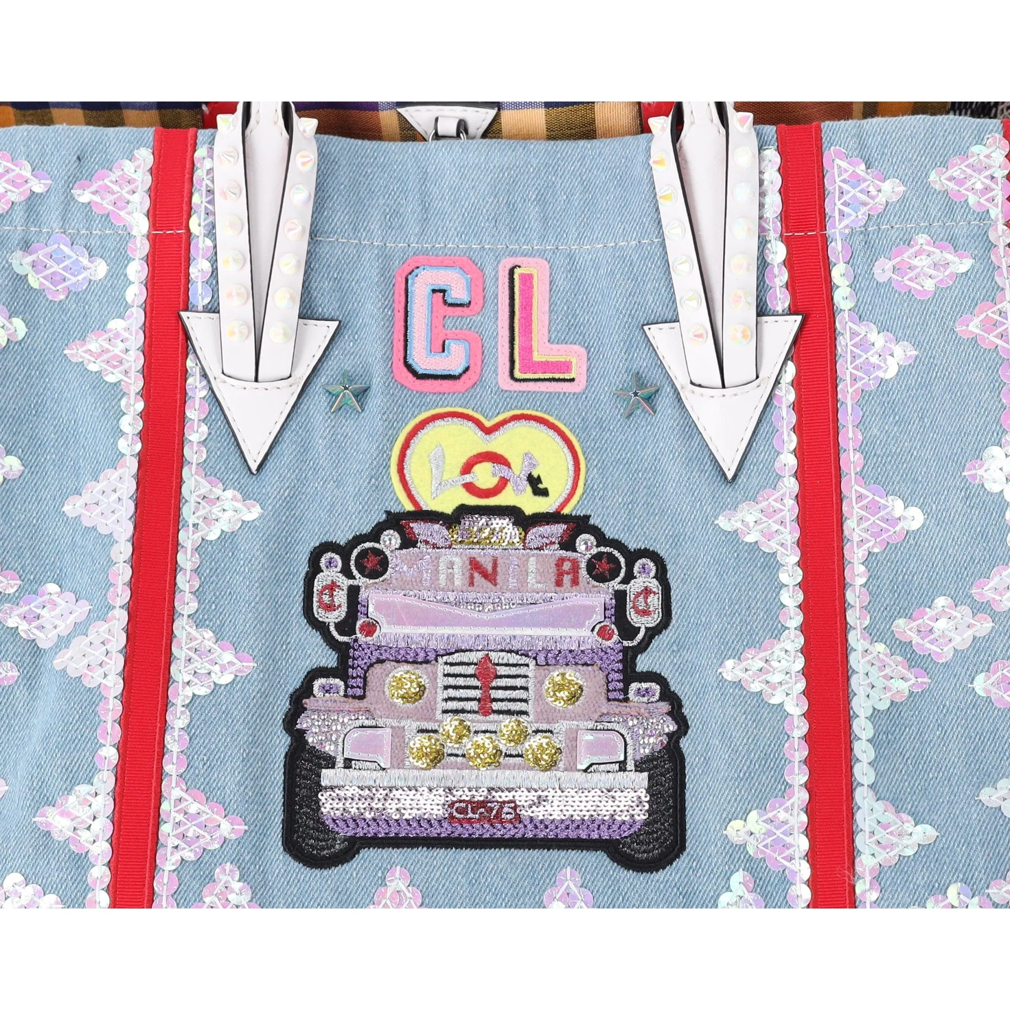 Christian Louboutin Manilacaba Caba Large Tote Motif Embroidered Multicolor